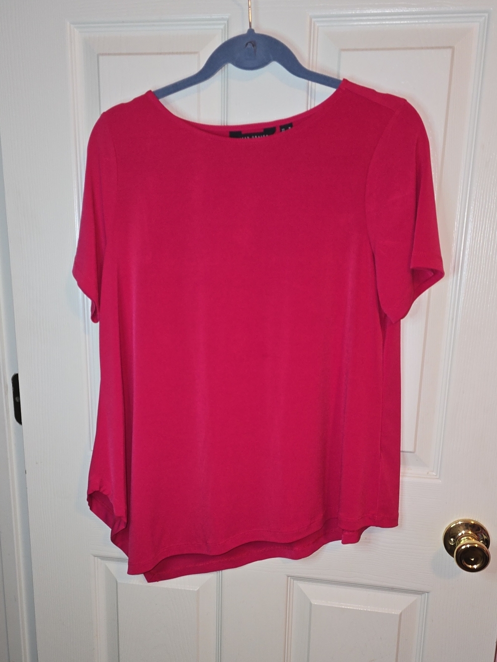 Susan Graver Short Sleeve Tunic in Hot Pink